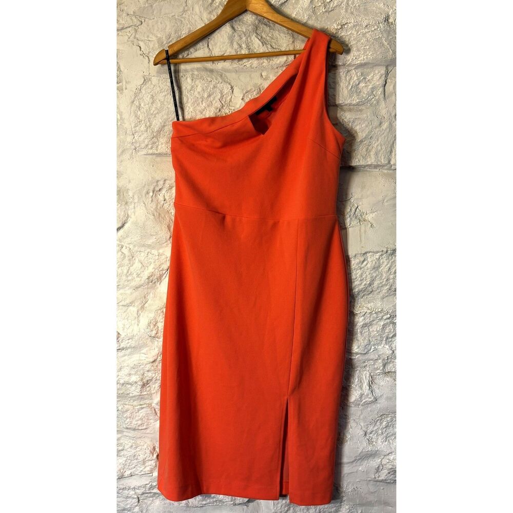 Rachel Roy One Shoulder Coral Orange Cocktail Dress XL Wedding Guest, Cruise